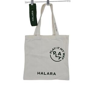 Halara Reuseable Canvas Top Handle Tote Bag and Terrycloth Hairband NEW in Bag